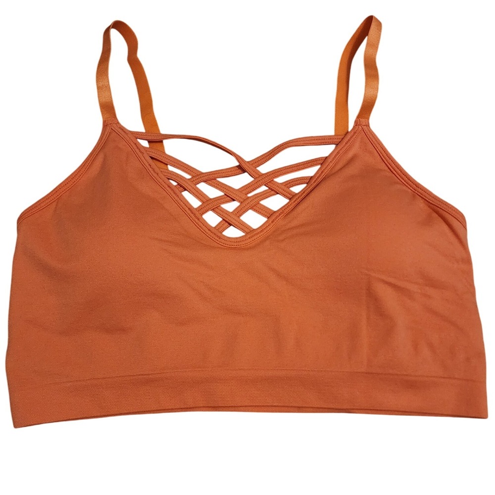 ZENANA Orange Lattice‎ Front Brami L/XL Seamless Stretch Comfort